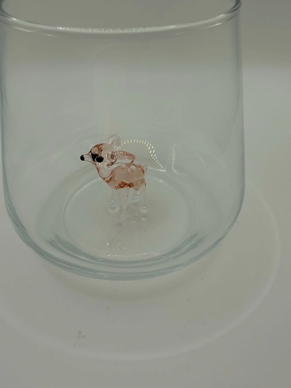 Minizoo Clear Glass Accent Vase with Pink Bambi Deer Figurine
